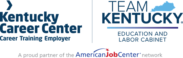 Kentucky Career Center, Team Kentucky Education and Labor Cabinet Logo. A proud member of the AmericanJobCenter network